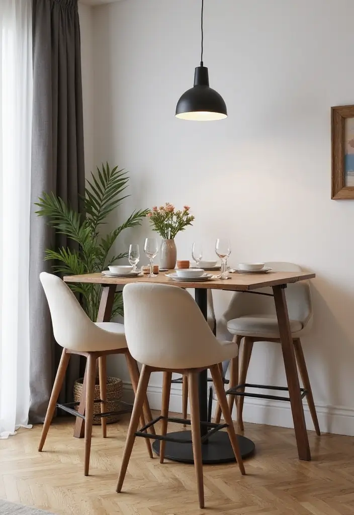 12 Genius Small Apartment Dining Table Solutions for Tiny Spaces - 6. Bar-Height Dining Tables