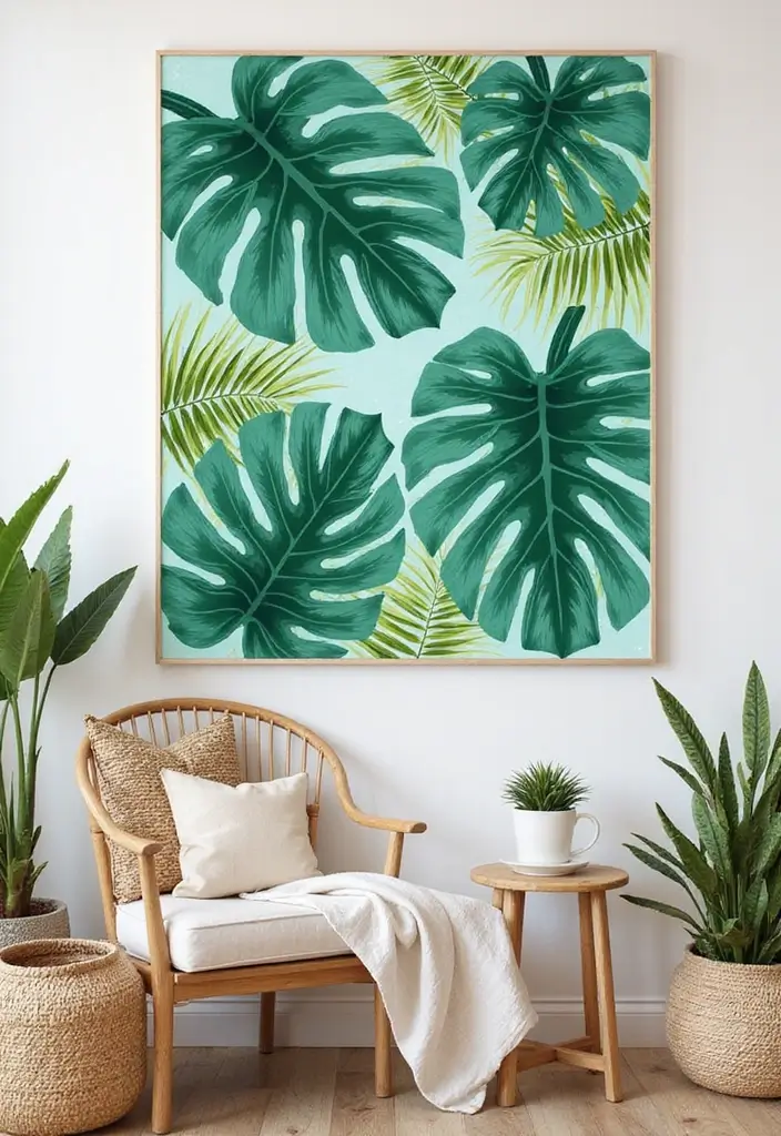 12 Green Wall Art Pieces for a Fresh Look - 7. Tropical Leaf Art