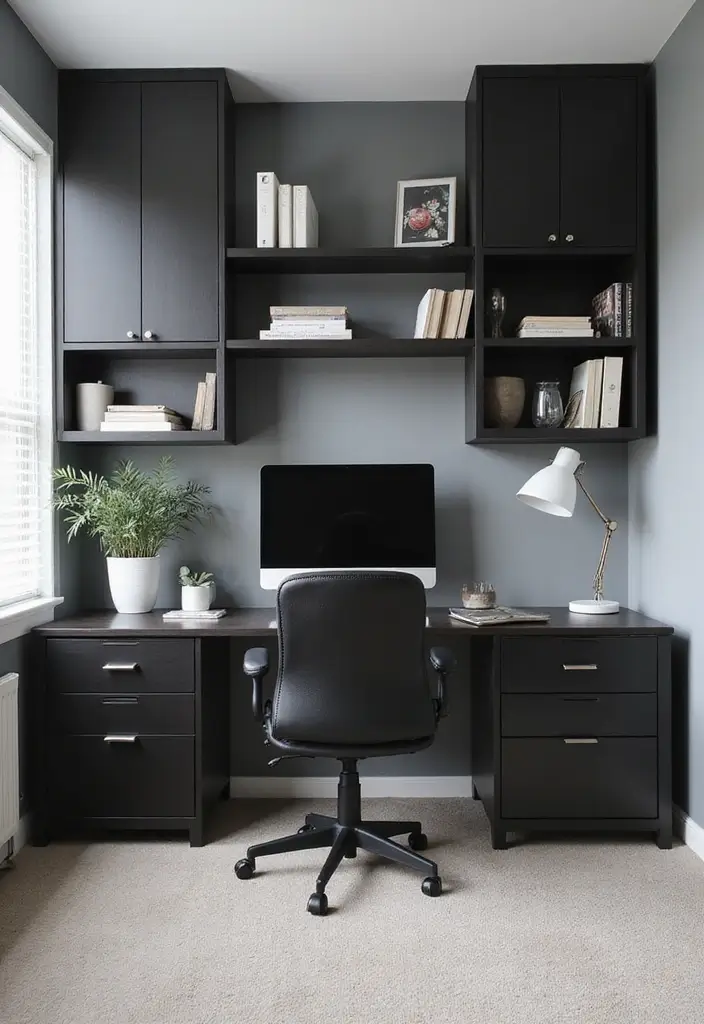 12 Home Office Interior Design Inspirations for a Minimalist Workspace - 2. Monochrome Magic