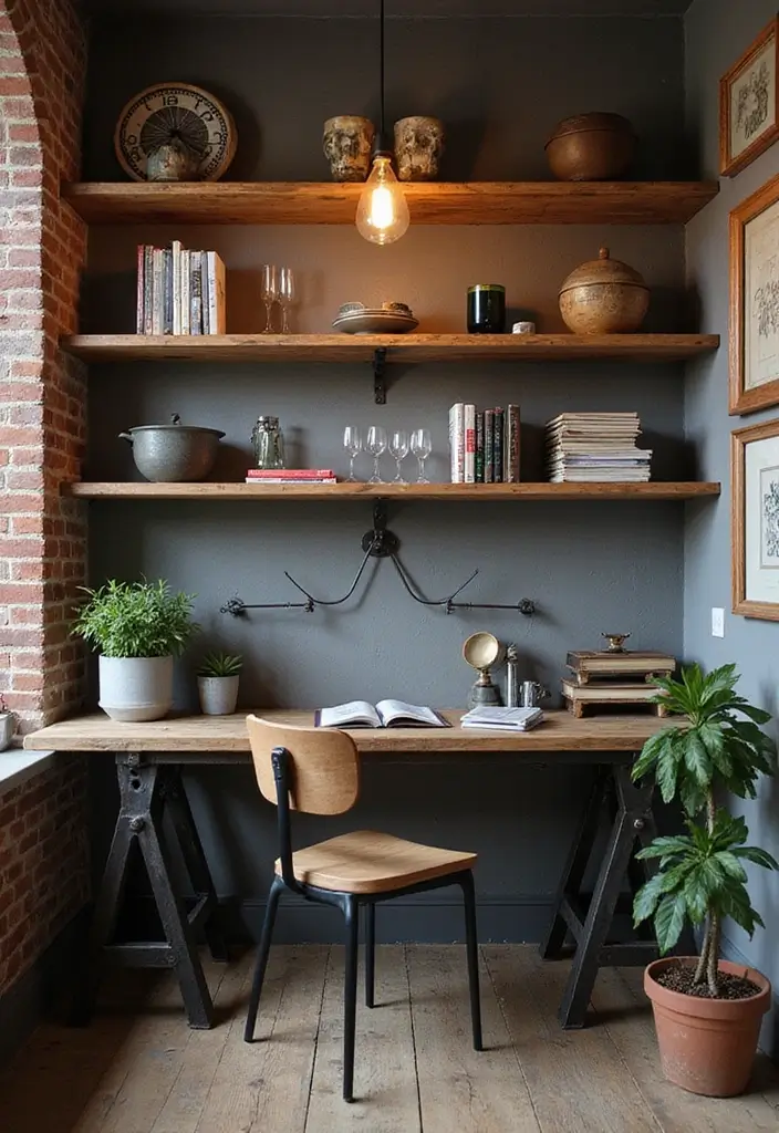12 Home Office Interior Design Inspirations for a Minimalist Workspace - 4. Industrial Chic