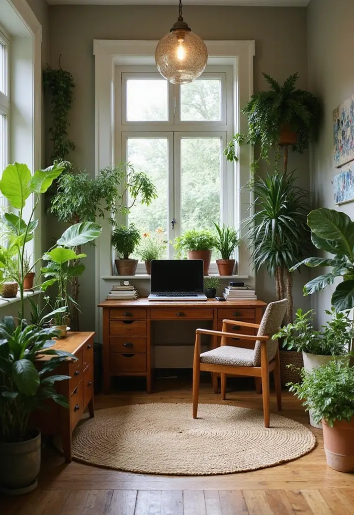 12 Home Office Interior Design Inspirations for a Minimalist Workspace - 5. Nature’s Touch