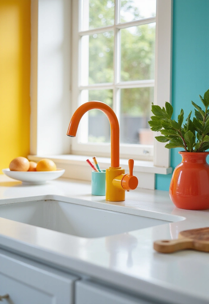 12 Kitchen Faucet Designs That Make a Statement - 3. Bold in Color: The Statement Faucet