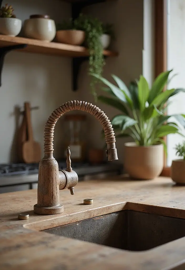 12 Kitchen Faucet Designs That Make a Statement - 4. Eco-Conscious Design: Reclaimed Materials