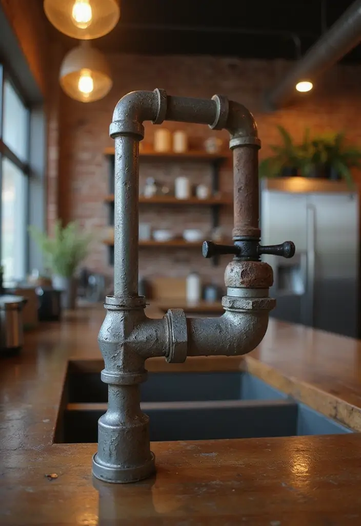 12 Kitchen Faucet Designs That Make a Statement - 5. Industrial Edge: The Pipe Faucet
