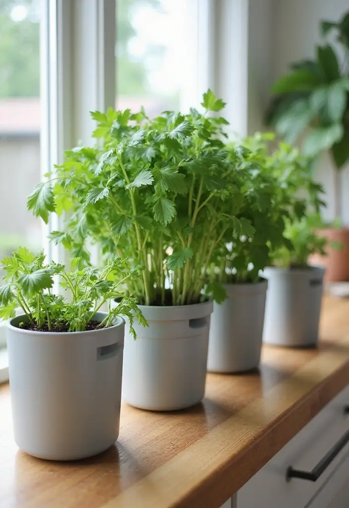 12 Kitchen Garden Ideas for Fresh Herbs at Home - 11. Self-Watering Pots