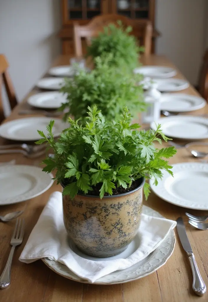 12 Kitchen Garden Ideas for Fresh Herbs at Home - 8. Kitchen Table Herb Centerpiece