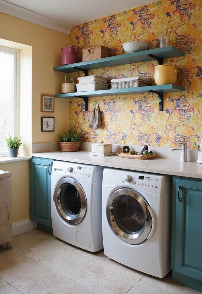 12 Laundry Room Decor Ideas for a Fresh Look - 1. Colorful Accent Walls