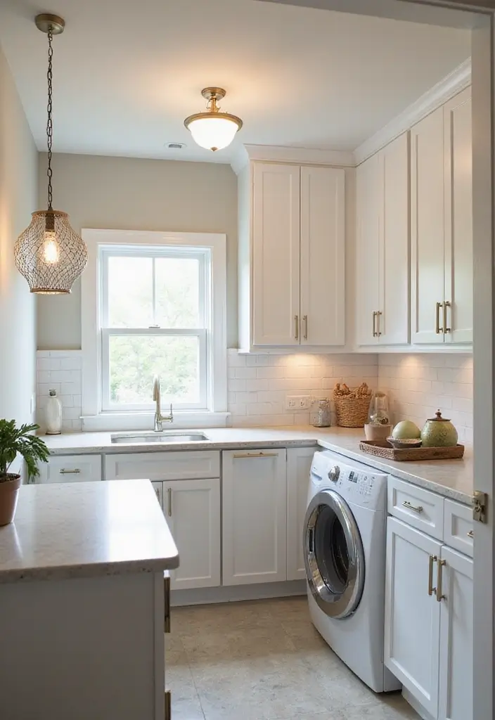 12 Laundry Room Decor Ideas for a Fresh Look - 3. Stylish Lighting Fixtures
