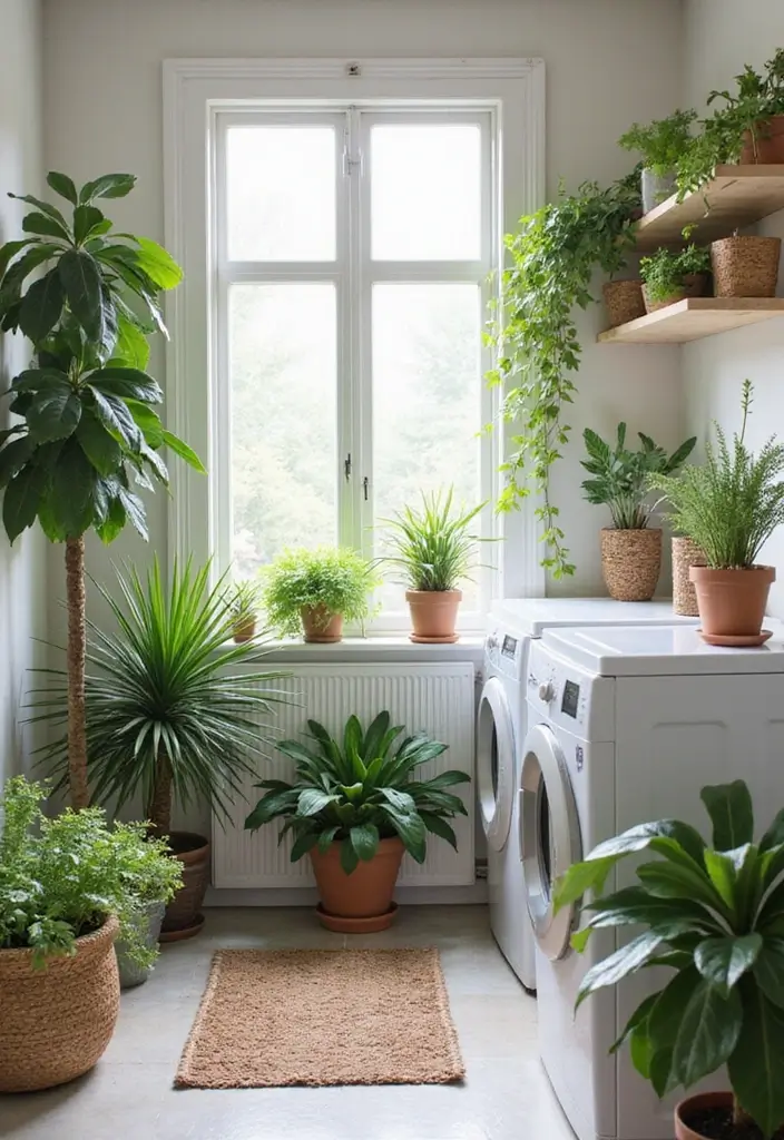 12 Laundry Room Decor Ideas for a Fresh Look - 5. Nature's Touch with Indoor Plants