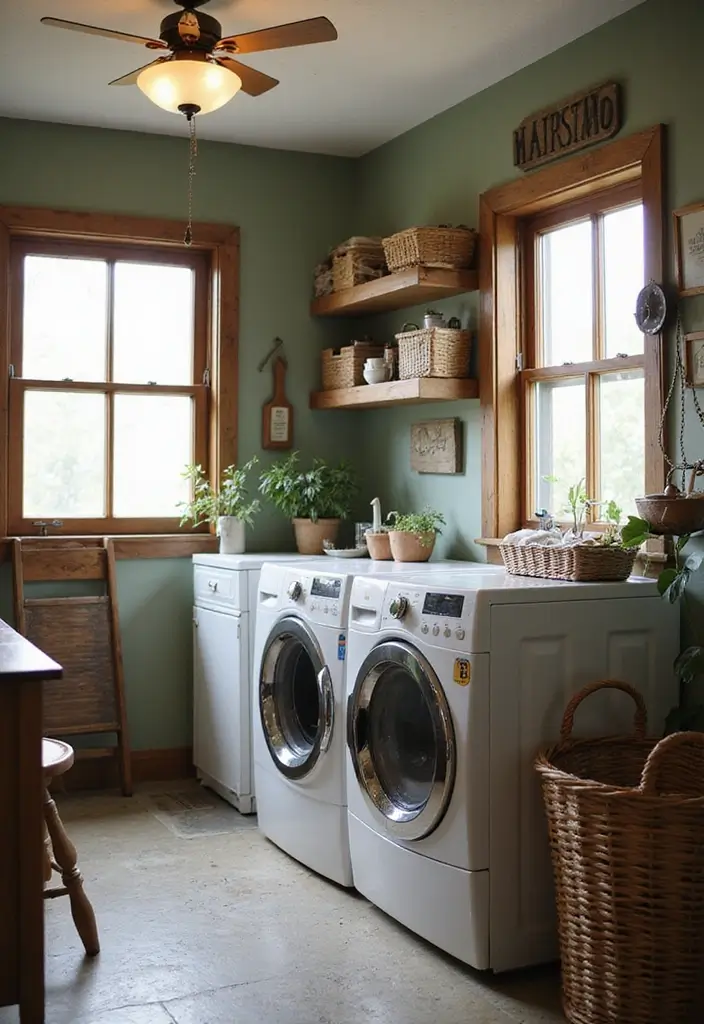 12 Laundry Room Decor Ideas for a Fresh Look - 7. Vintage Charm with Retro Accents