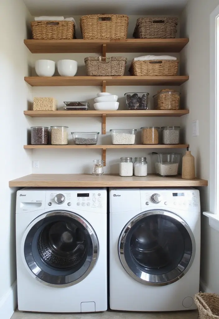 12 Laundry Room Shelf Designs for Extra Storage - 10. Vertical Storage Solutions