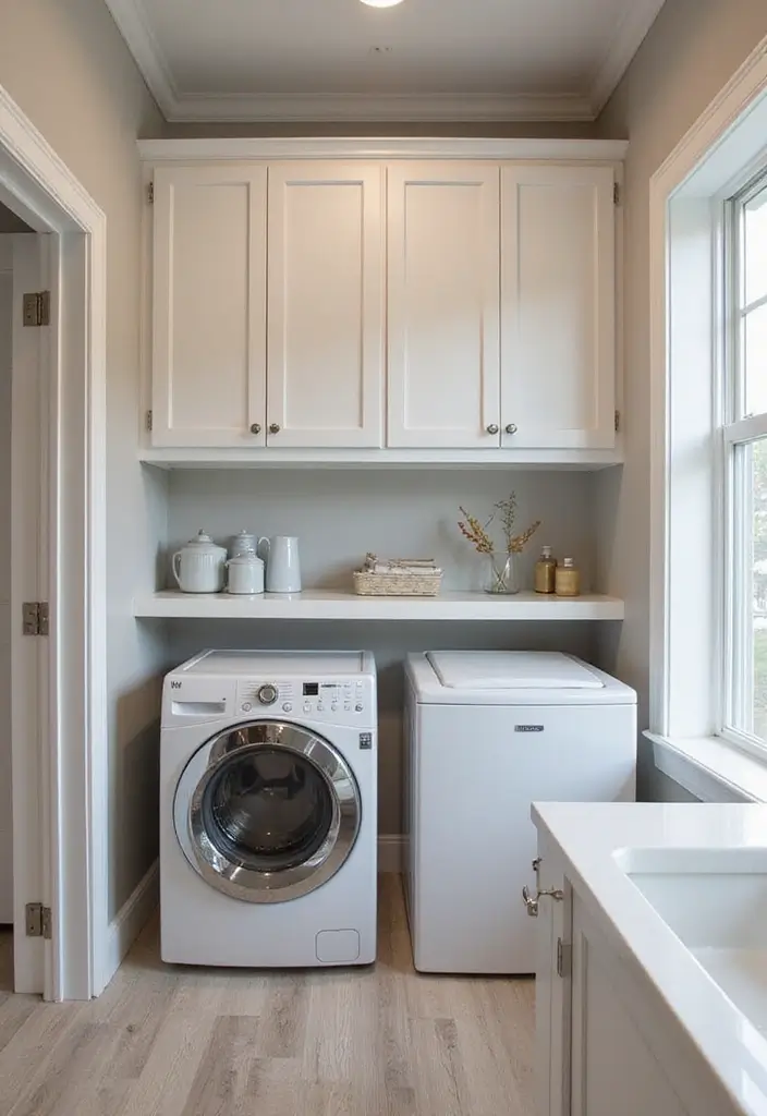 12 Laundry Room Shelf Designs for Extra Storage - 6. Cabinet-Style Shelves with Doors