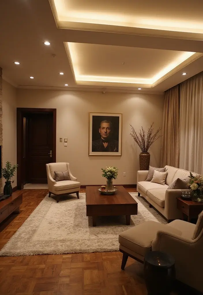 12 Living Room False Ceiling Designs for a Luxe Look - 4. Cove Lighting