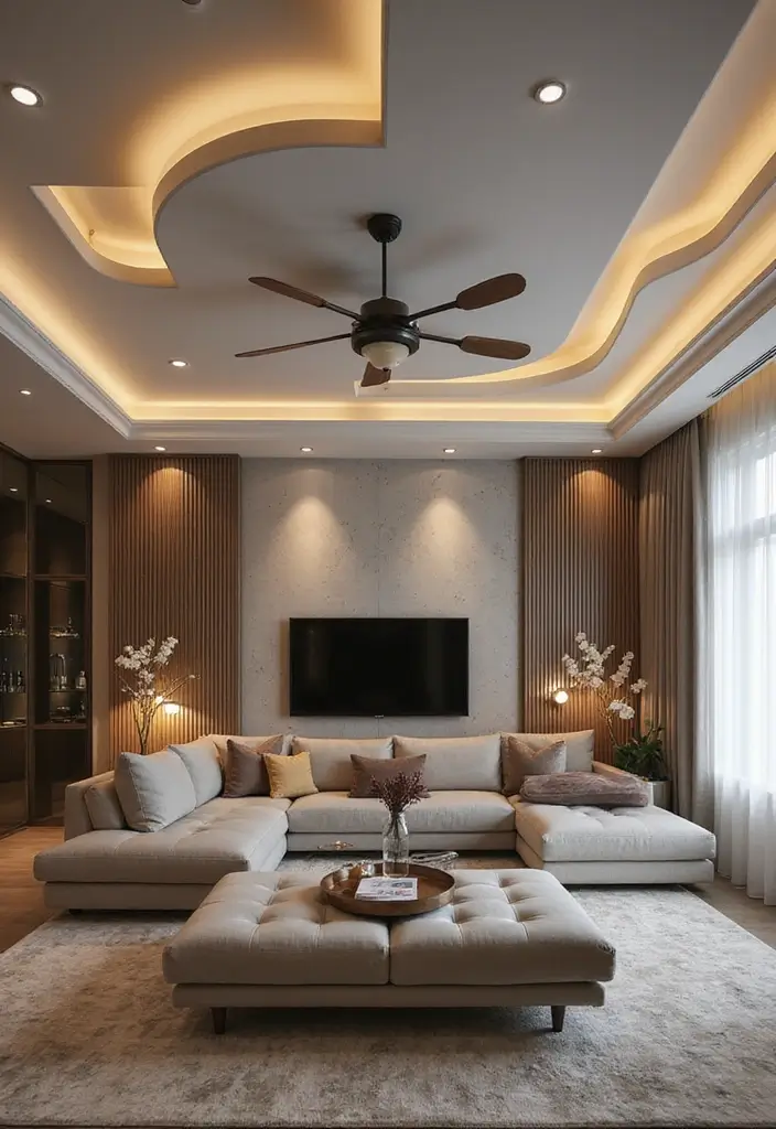 12 Living Room False Ceiling Designs for a Luxe Look - 8. Layered Ceilings