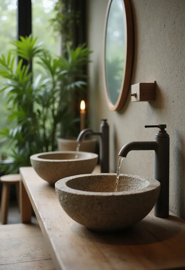 12 Modern Bathroom Faucets for a Fresh Touch - 7. Organic Materials: Stone and Wood Faucets