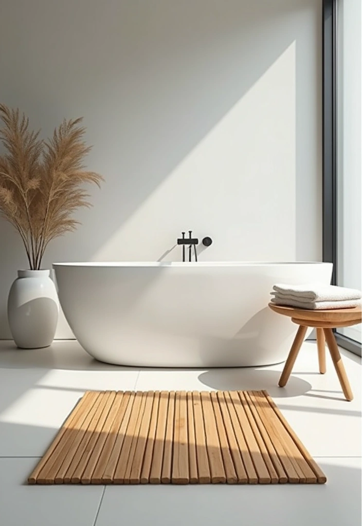 12 Soft & Absorbent Bathroom Mat Picks for Eco-Friendly Decor - 10. Minimalist Bamboo Mats