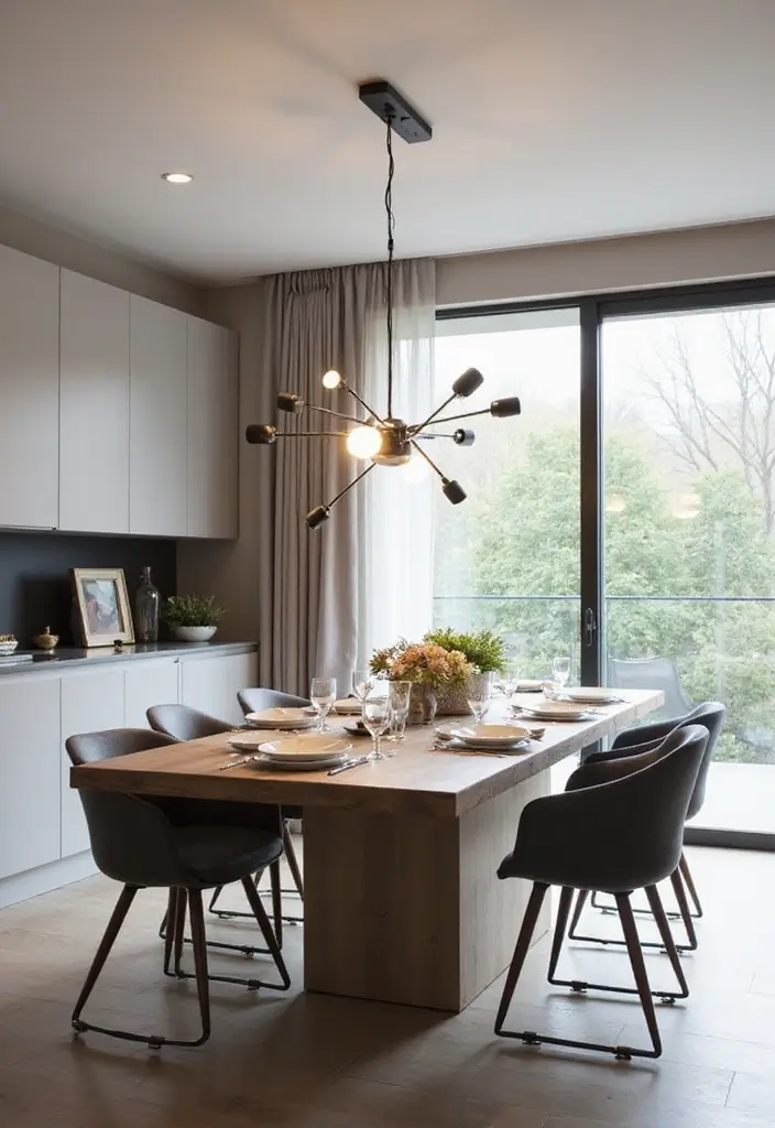 12 Stunning Dining Room Chandeliers for Ambience - 12. Multi-Functional Lighting