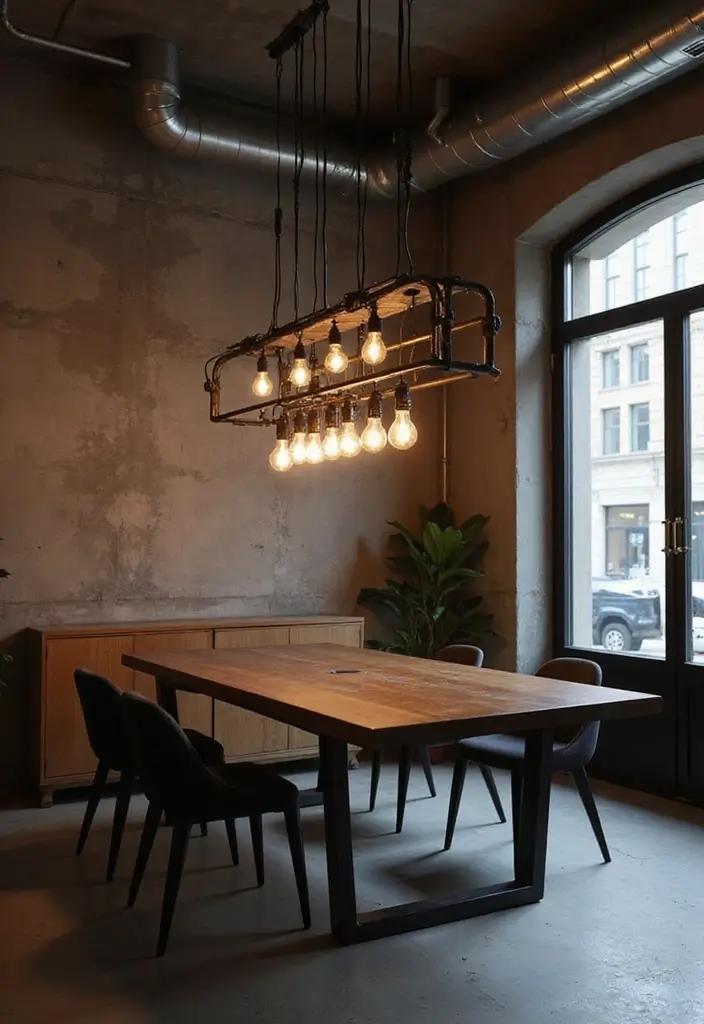 12 Stunning Dining Room Chandeliers for Ambience - 5. Industrial Edge