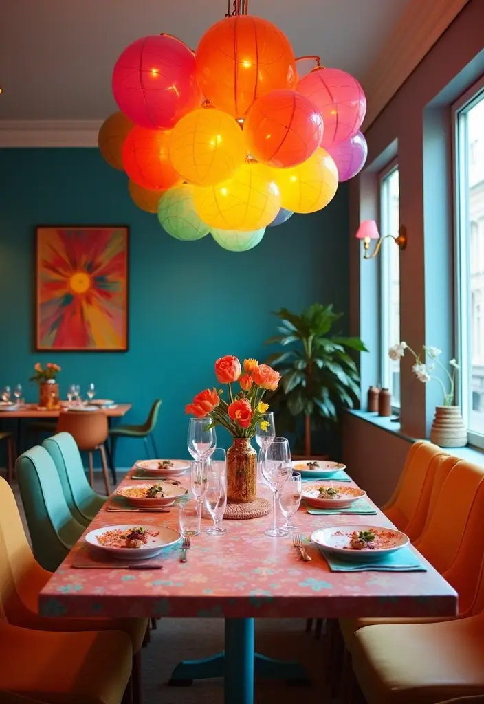 12 Stunning Dining Room Chandeliers for Ambience - 9. Colorful Accents