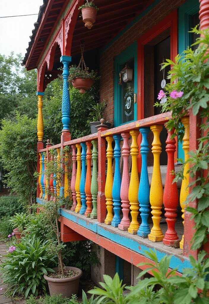 12 Trendy Balcony Railing Ideas for Modern Homes - 8. Colorful Painted Railings
