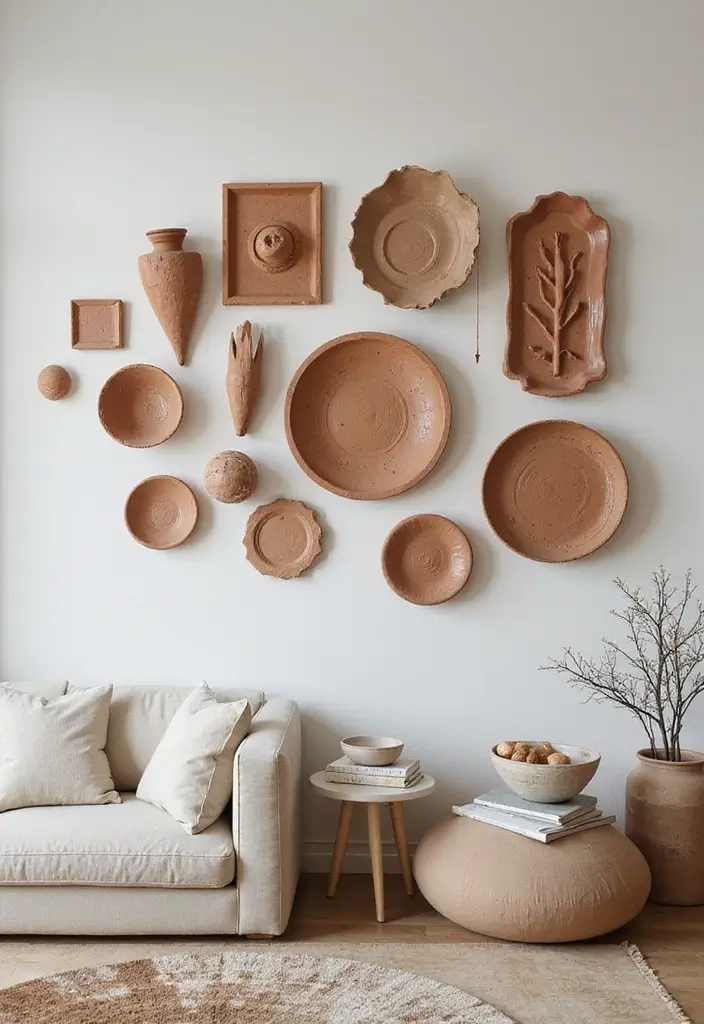 12 Wall Art Texture Ideas for Depth - 12. Clay and Ceramic Wall Art