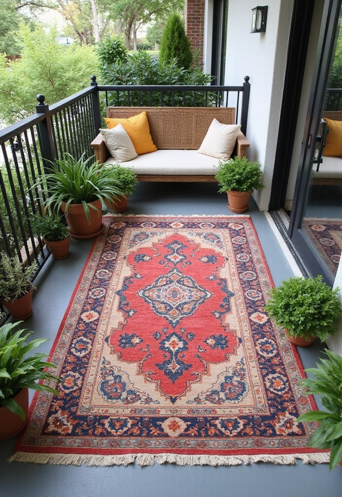 14 Best Balcony Furniture Sets for Small Spaces - 6. Outdoor Rugs