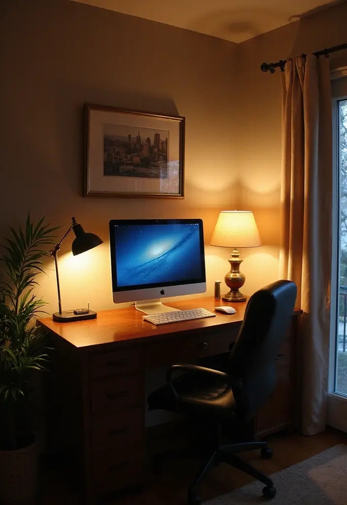14 Home Office Design Ideas for Every Space - 14. Layered Lighting
