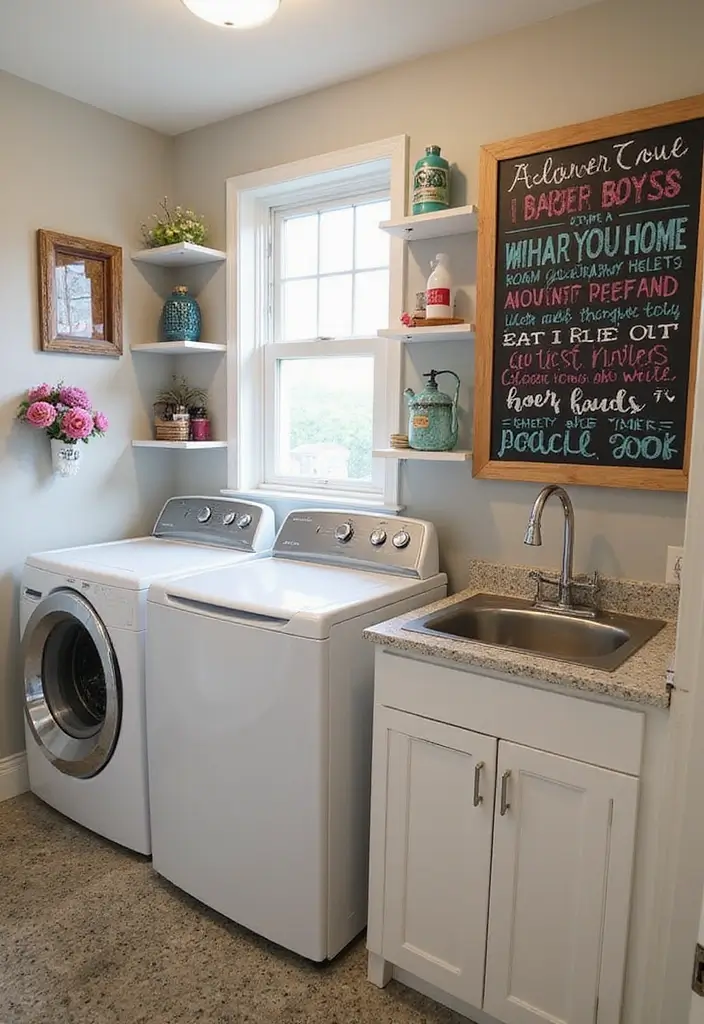 14 Laundry Room Design Ideas for Every Home - 13. Inspirational Quote Boards