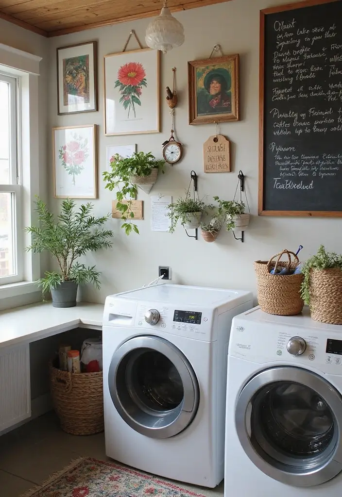14 Laundry Room Design Ideas for Every Home - 6. Artistic Wall Decor