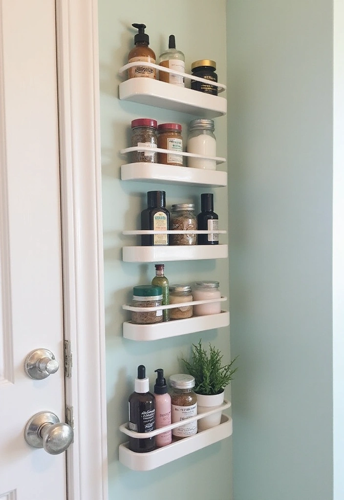 15 Bathroom Shelves for Small Spaces - 13. Magnetic Spice Racks