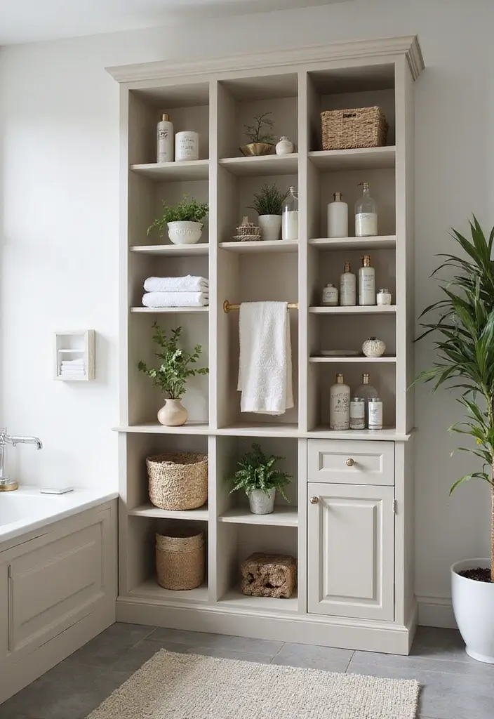 15 Bathroom Shelves for Small Spaces - 8. Multi-Purpose Shelving Units