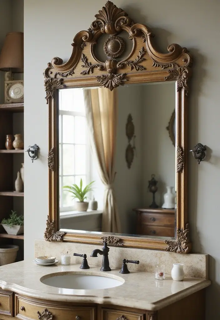 15 Chic Bathroom Mirror Ideas for Every Style - 1. Vintage Overmantel Mirror
