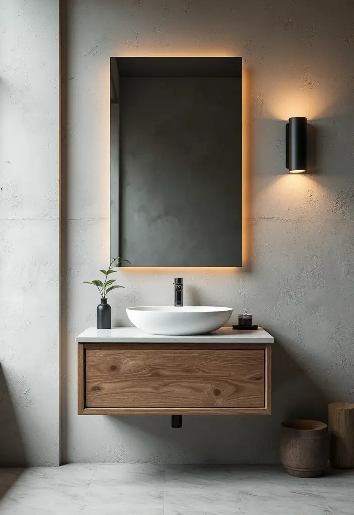 15 Chic Bathroom Mirror Ideas for Every Style - 13. Wall-mounted Industrial Mirror