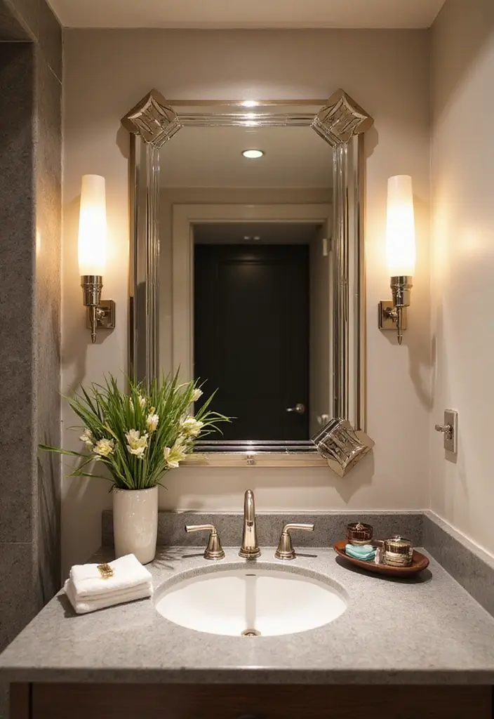 15 Chic Bathroom Mirror Ideas for Every Style - 15. Art Deco Inspired Mirror
