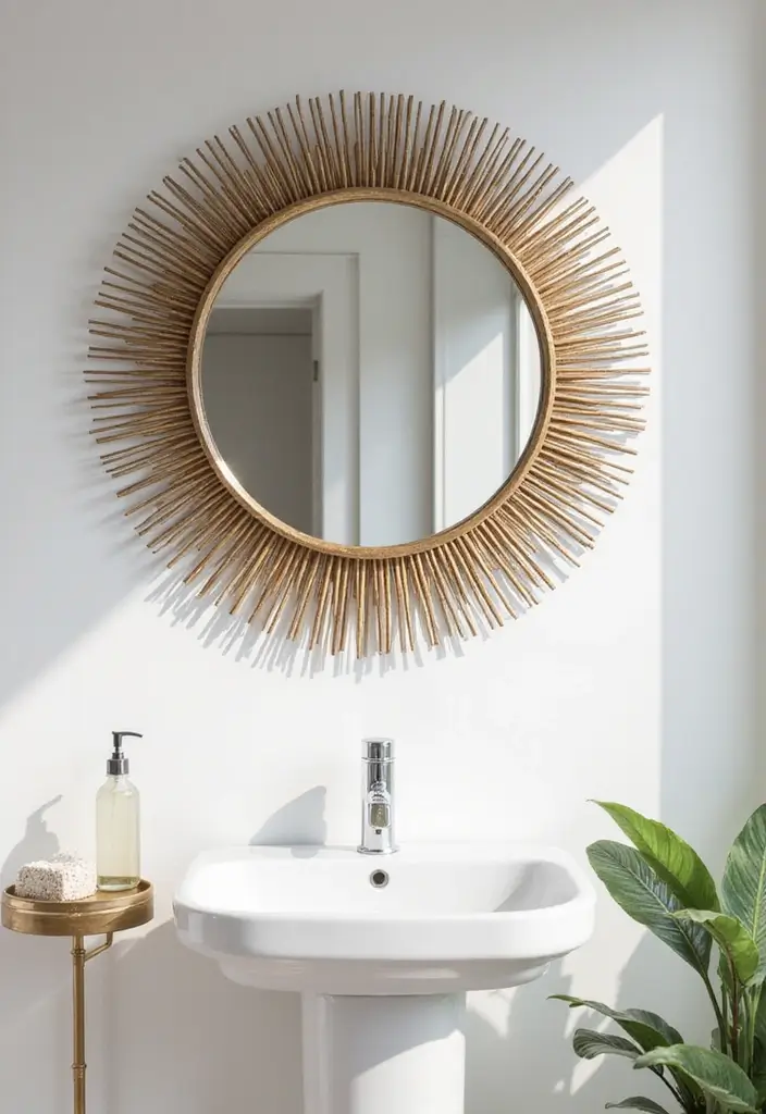 15 Chic Bathroom Mirror Ideas for Every Style - 2. Round Sunburst Mirror