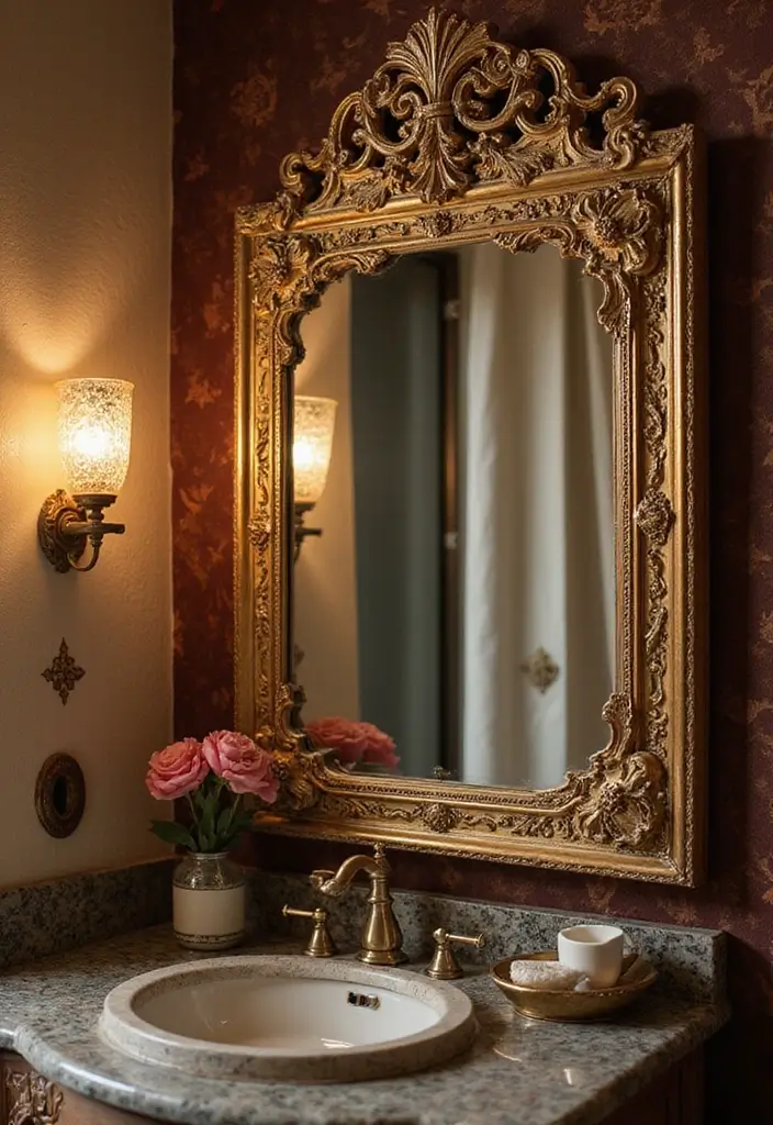 15 Chic Bathroom Mirror Ideas for Every Style - 4. Ornate Framed Mirror