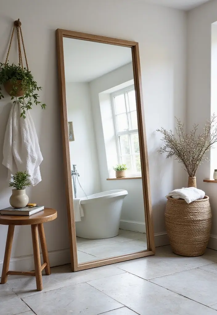 15 Chic Bathroom Mirror Ideas for Every Style - 5. Leaning Floor Mirror