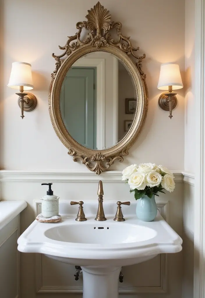 15 Chic Bathroom Mirror Ideas for Every Style - 8. Antique Oval Mirror