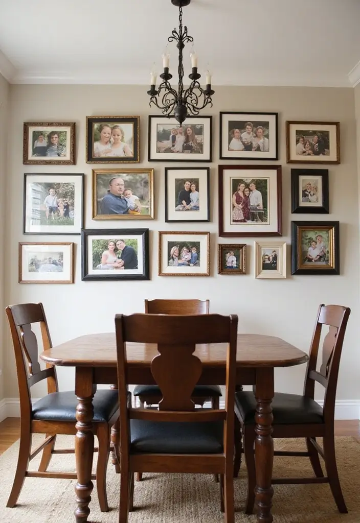15 Dining Room Wall Decor Ideas for Instant Style - 2. Gallery Wall of Family Photos