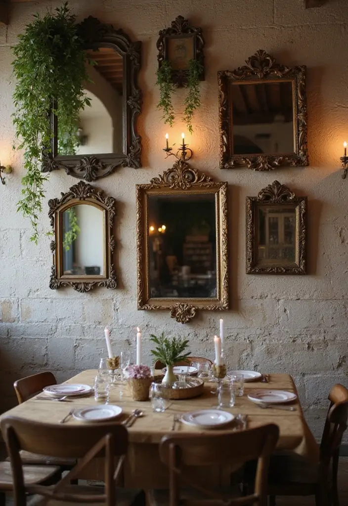 15 Dining Room Wall Decor Ideas for Instant Style - 4. Vintage Mirror Accents