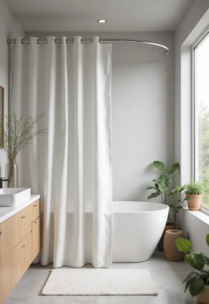 15 Essential Bathroom Accessories for Modern Homes - 7. Sustainable Shower Curtain