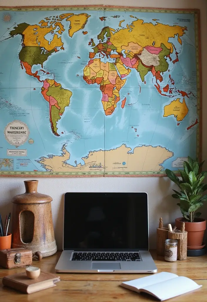 15 Home Office Background Ideas for Video Calls - 13. The Global Traveler