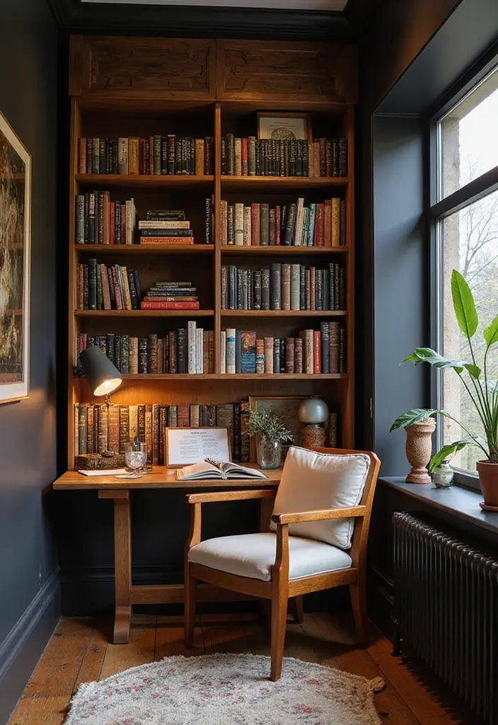 15 Home Office Background Ideas for Video Calls - 4. Cozy Library Nook