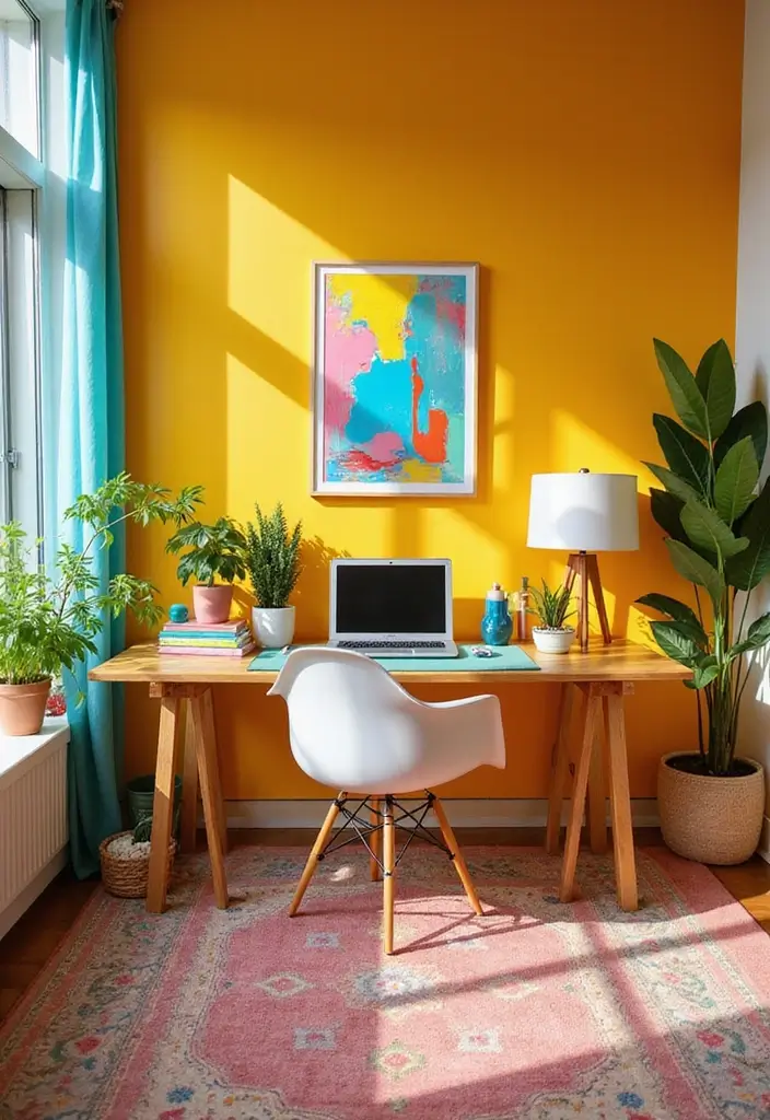 15 Home Office Background Ideas for Video Calls - 6. The Bold & Bright