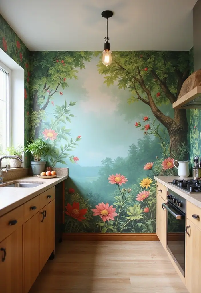 15 Kitchen Remodel Ideas for a Fresh Start - 14. Artistic Wall Murals