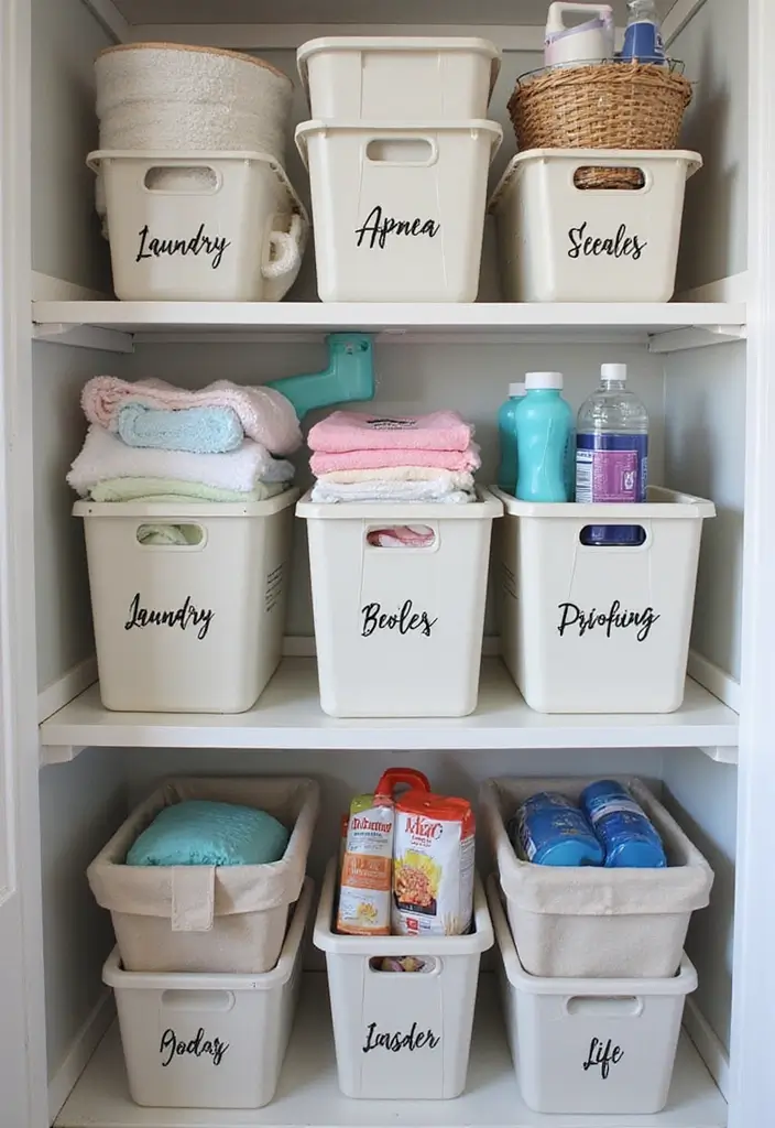 15 Laundry Room Organization Tips That Work - 1. Use Stackable Bins for Efficient Storage