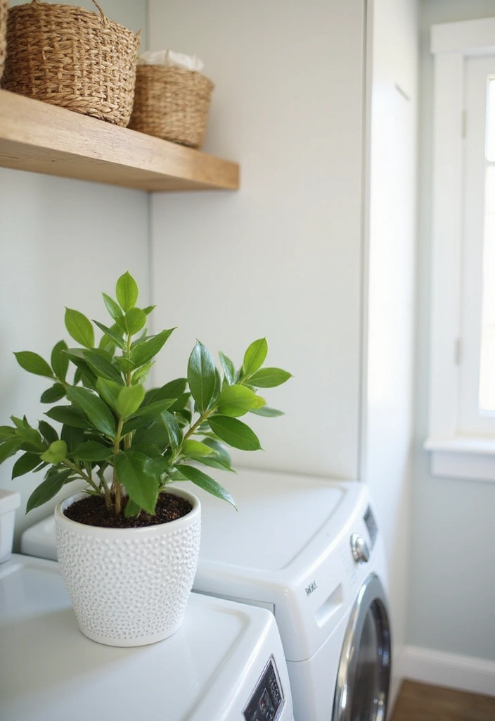 15 Laundry Room Organization Tips That Work - 8. Incorporate a Small Plant