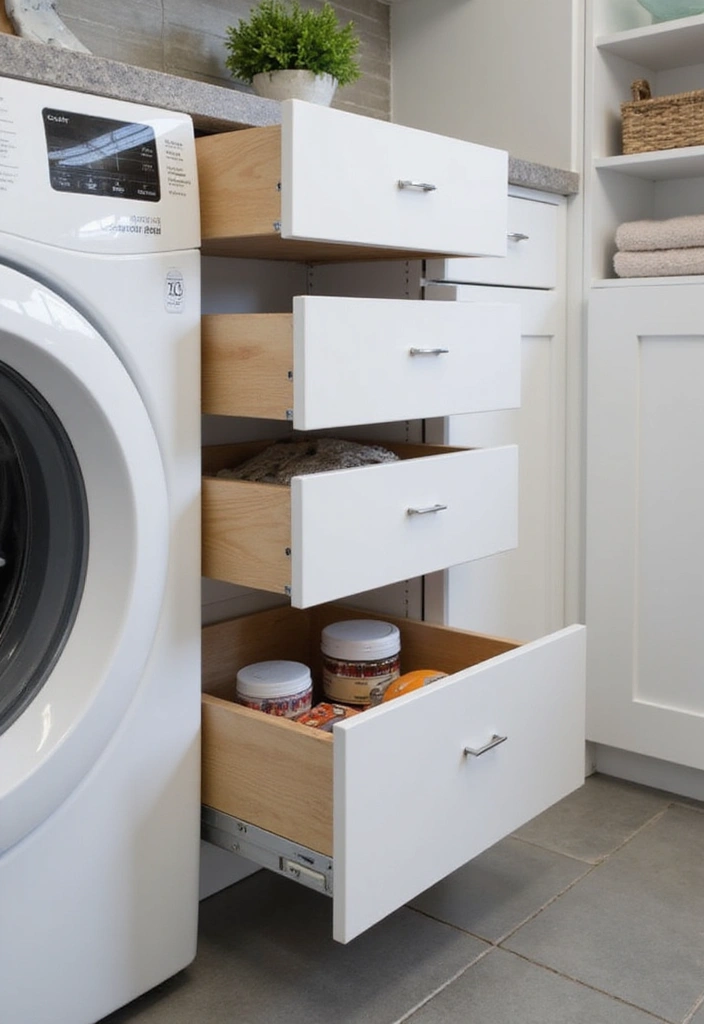15 Laundry Room Organization Tips That Work - 9. Utilize Pull-Out Drawers