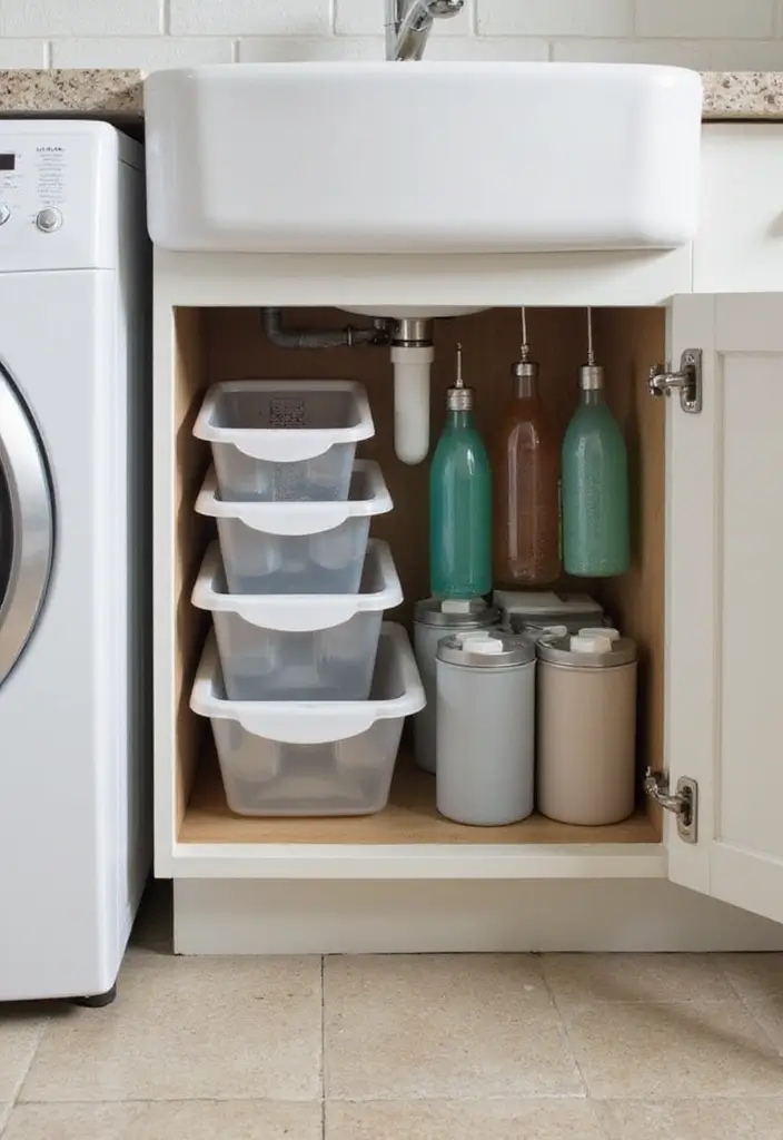 15 Laundry Room Storage Hacks for Small Spaces - 6. Under-Sink Storage
