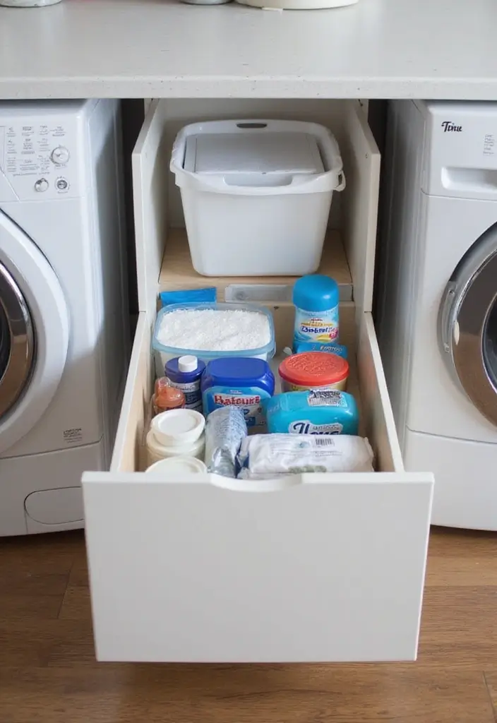 15 Laundry Room Storage Hacks for Small Spaces - 8. Roll-Out Drawers
